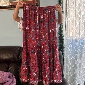 Max Studio Burgundy Floral Maxi Skirt